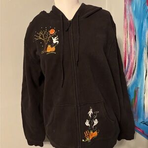 Covington womens zip hooded sweatshirt jacket Halloween jack o lantern L